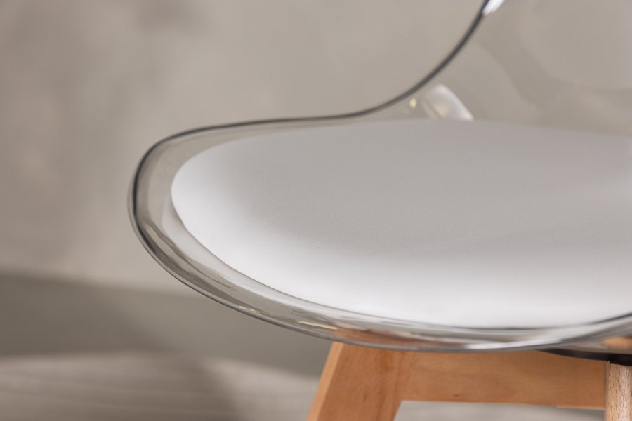 VENTURE DESIGN Edvin spisebordstol, m. hvit sittepute - PET og naturlig bjrketre