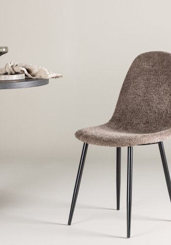 VENTURE DESIGN Polar spisestuestol - grtt boucléstoff og sort stl