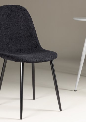 VENTURE DESIGN Polar spisebordstol - sort polyester teddystoff og sort stl