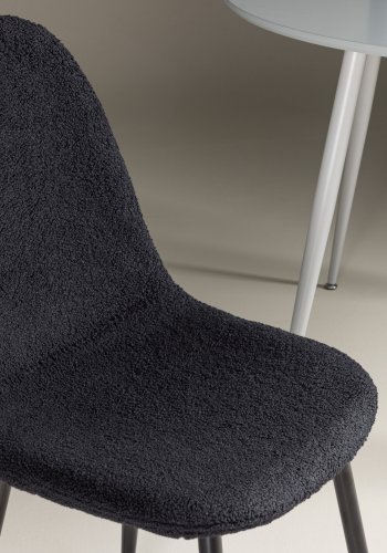 VENTURE DESIGN Polar spisebordstol - sort polyester teddystoff og sort stl