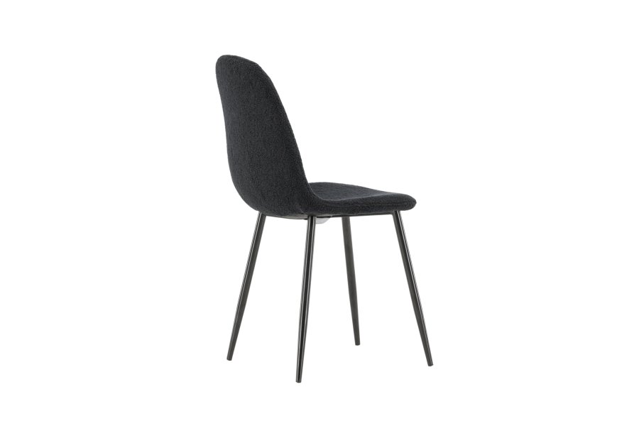 VENTURE DESIGN Polar spisebordstol - sort polyester teddystoff og sort stl