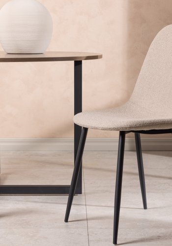 VENTURE DESIGN Polar spisestuestol - beige boucléstoff og sort stl