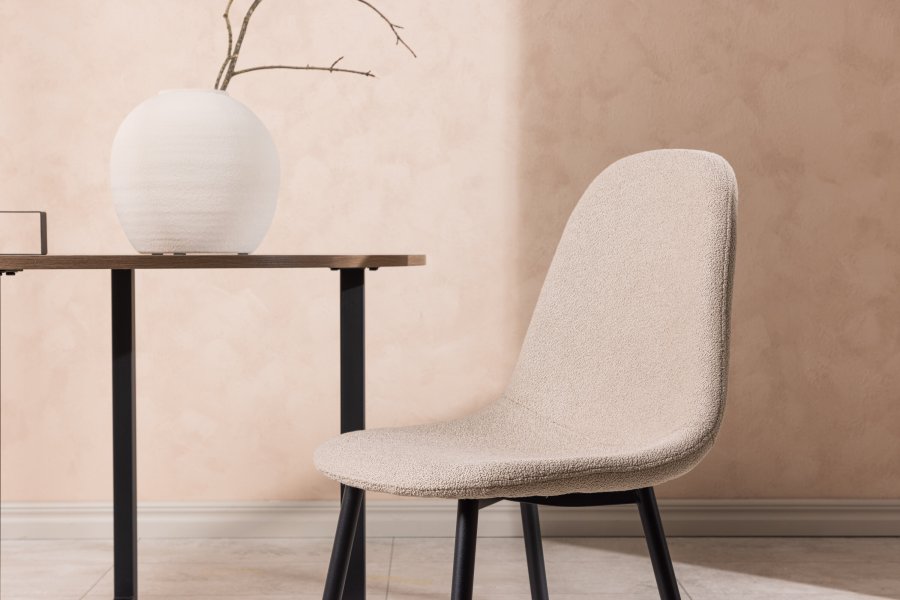 VENTURE DESIGN Polar spisestuestol - beige boucléstoff og sort stl