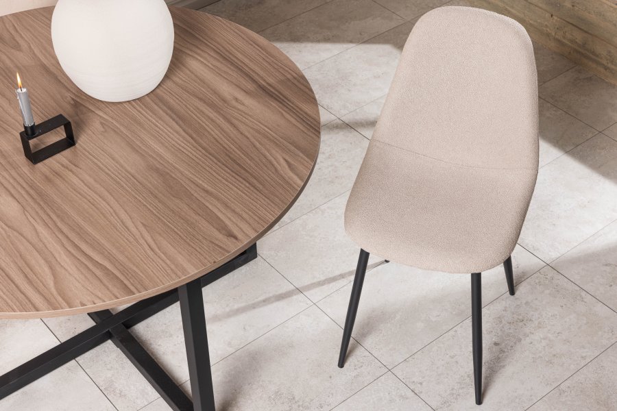 VENTURE DESIGN Polar spisestuestol - beige boucléstoff og sort stl