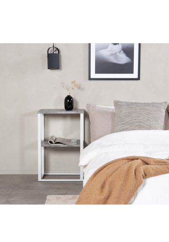 VENTURE DESIGN Rise nattbord - gr MDF og metall (45x30)