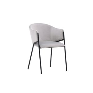 VENTURE DESIGN Evelina spisebordsstol, m. armln - lysegr polyester fljl og sort stl