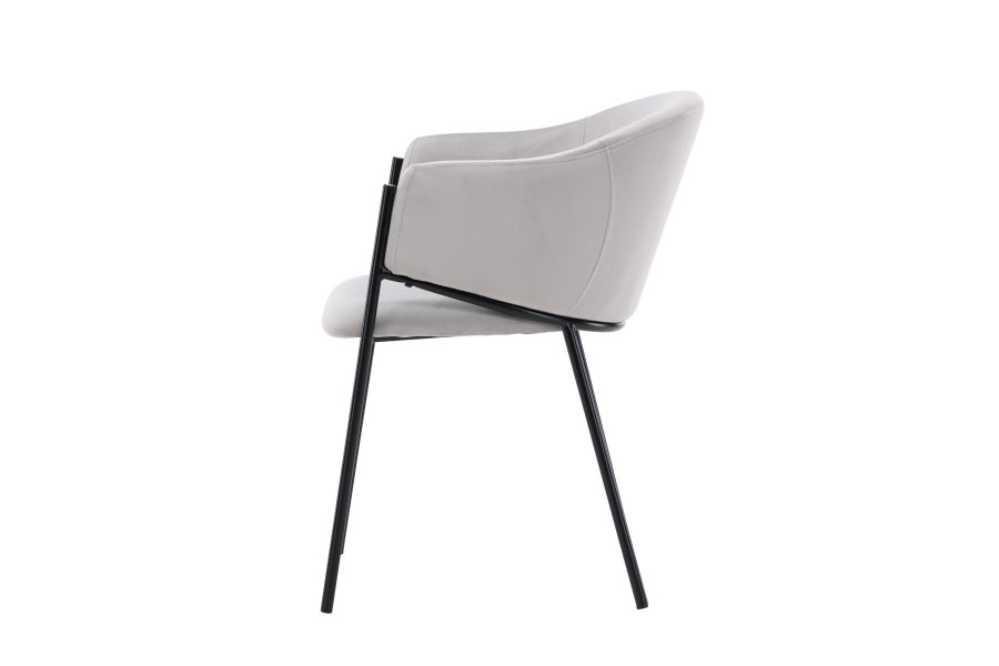 VENTURE DESIGN Evelina spisebordsstol, m. armln - lysegr polyester fljl og sort stl