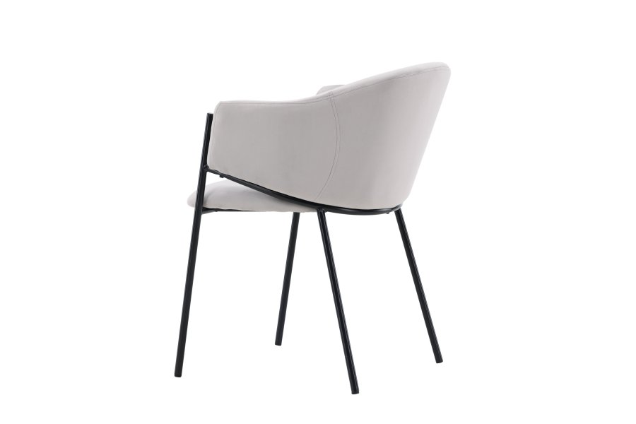 VENTURE DESIGN Evelina spisebordsstol, m. armln - lysegr polyester fljl og sort stl