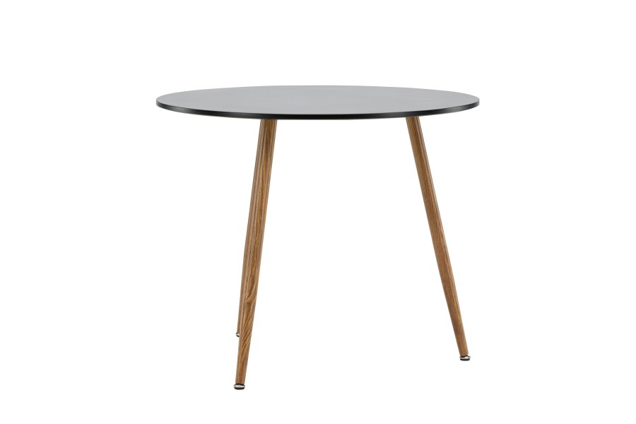 VENTURE DESIGN Polar spisebord, rundt - svart MDF og stl med eikelook (90)