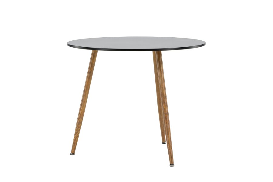 VENTURE DESIGN Polar spisebord, rundt - svart MDF og stl med eikelook (90)
