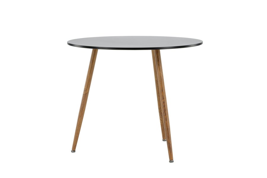 VENTURE DESIGN Polar spisebord, rundt - svart MDF og stl med eikelook (90)