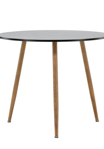 VENTURE DESIGN Polar spisebord, rundt - svart MDF og stl med eikelook (90)