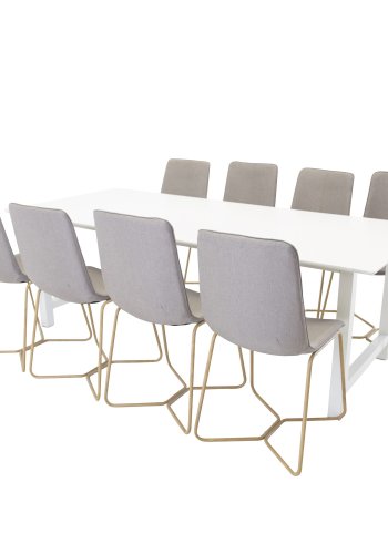 VENTURE DESIGN X-Chair matbordsstol - gr polyester och naturmetall