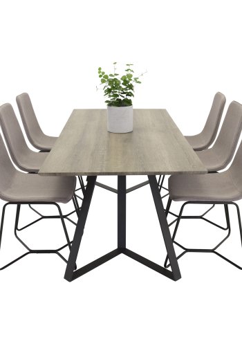 VENTURE DESIGN X-Chair spisestuestol - gr polyester og sort metall