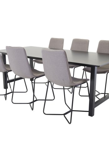 VENTURE DESIGN X-Chair spisestuestol - gr polyester og sort metall