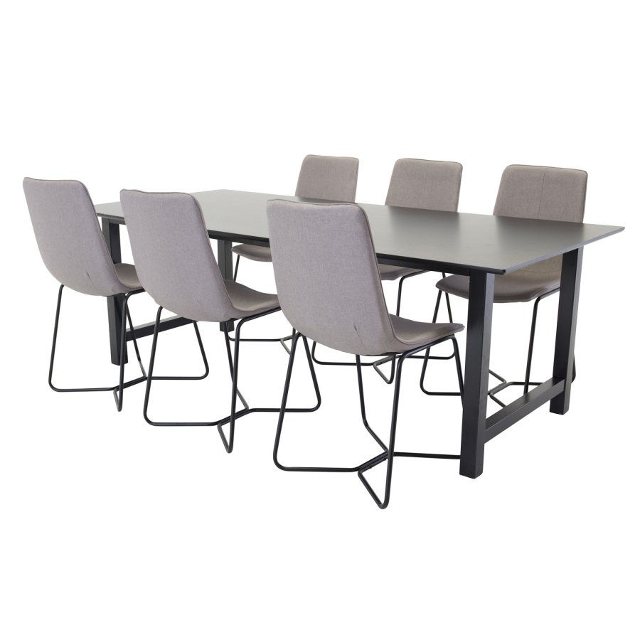 VENTURE DESIGN X-Chair spisestuestol - gr polyester og sort metall