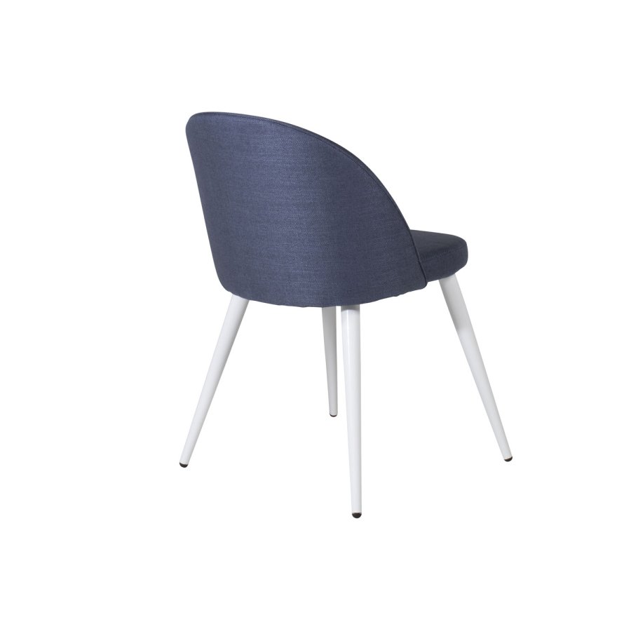 VENTURE DESIGN Spisestol i flyel - bl polyester og hvitt metall