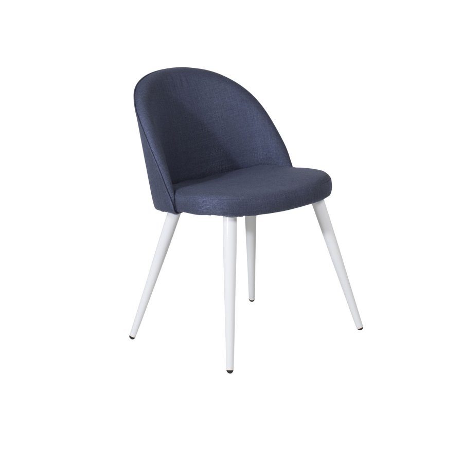 VENTURE DESIGN Spisestol i flyel - bl polyester og hvitt metall