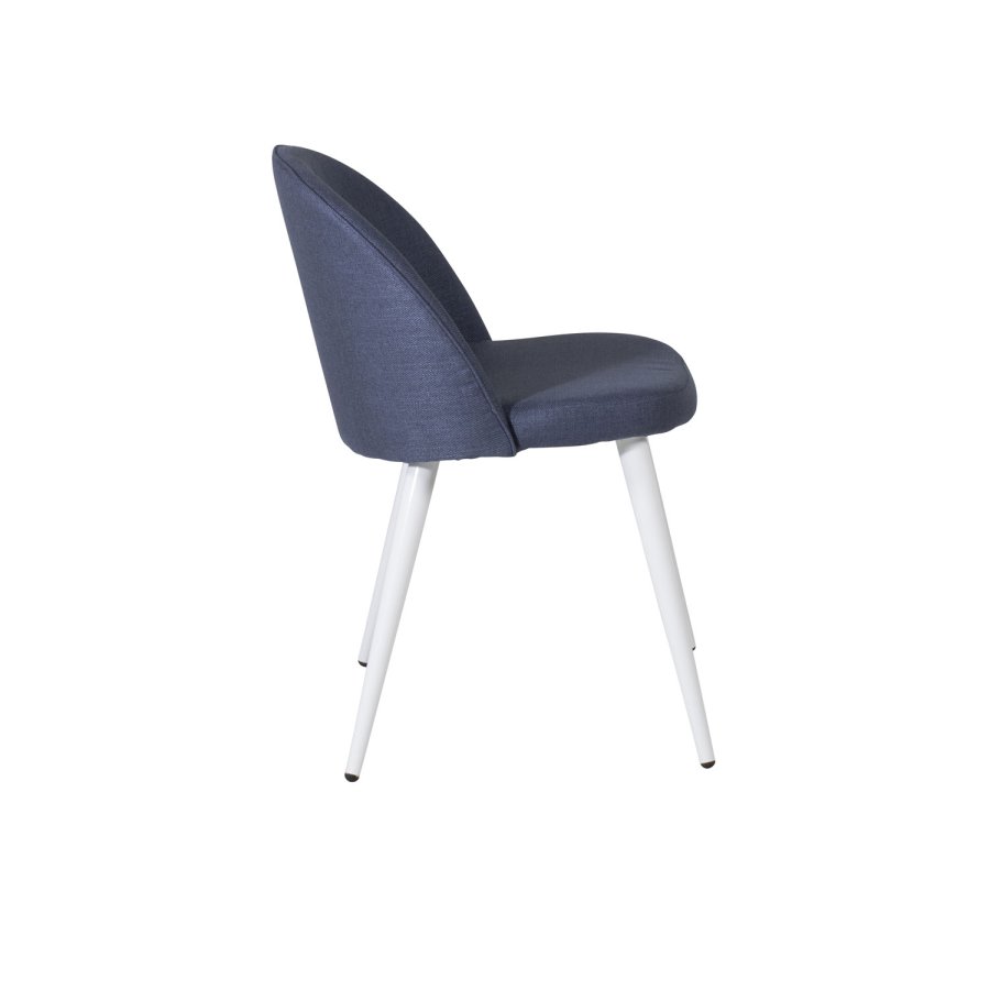 VENTURE DESIGN Spisestol i flyel - bl polyester og hvitt metall