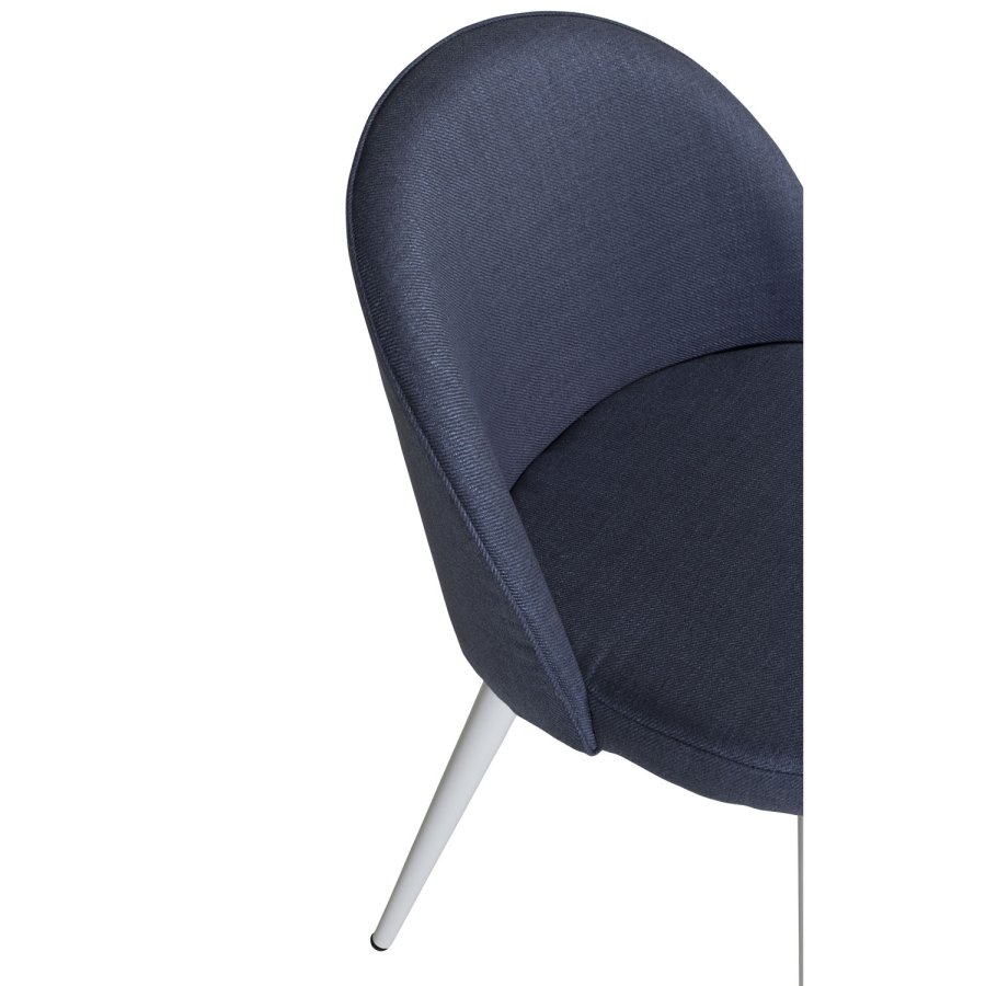 VENTURE DESIGN Spisestol i flyel - bl polyester og hvitt metall