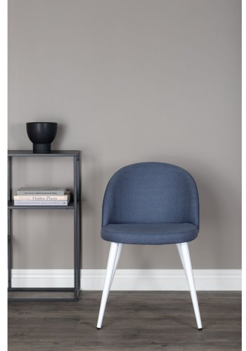 VENTURE DESIGN Spisestol i flyel - bl polyester og hvitt metall