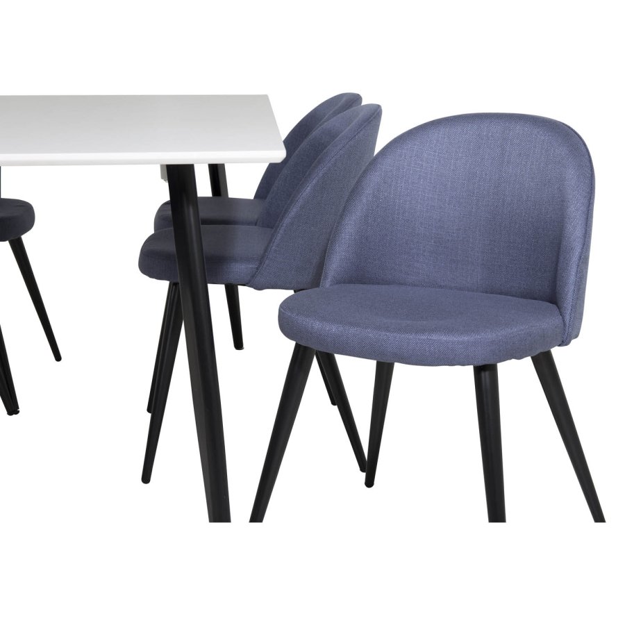 VENTURE DESIGN Spisestol i flyel - bl polyester og sort metall