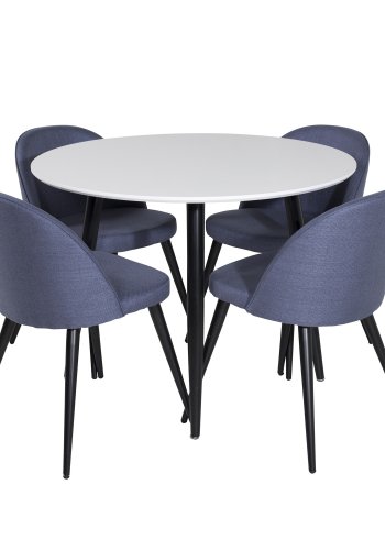 VENTURE DESIGN Spisestol i flyel - bl polyester og sort metall