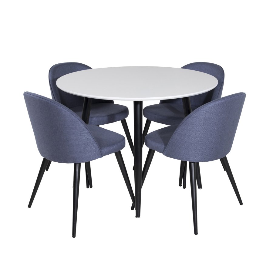 VENTURE DESIGN Spisestol i flyel - bl polyester og sort metall