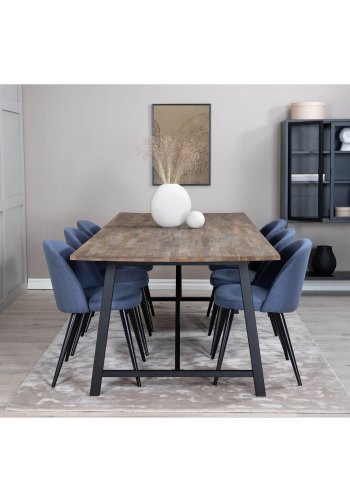 VENTURE DESIGN Spisestol i flyel - bl polyester og sort metall