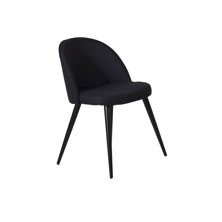 VENTURE DESIGN Spisestol i flyel - svart polyester og sort metall
