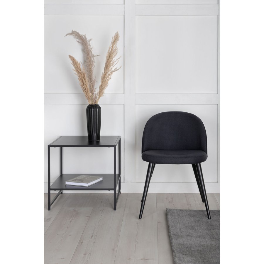 VENTURE DESIGN Spisestol i flyel - svart polyester og sort metall