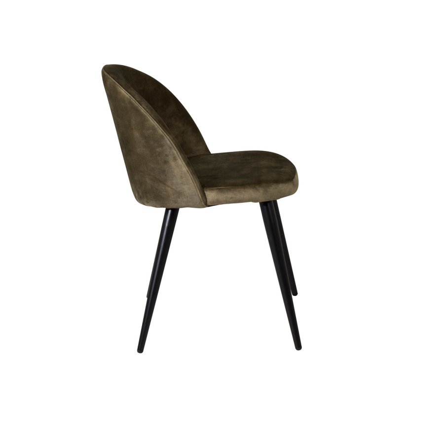 VENTURE DESIGN Spisestol i flyel - grnn velur og sort metall