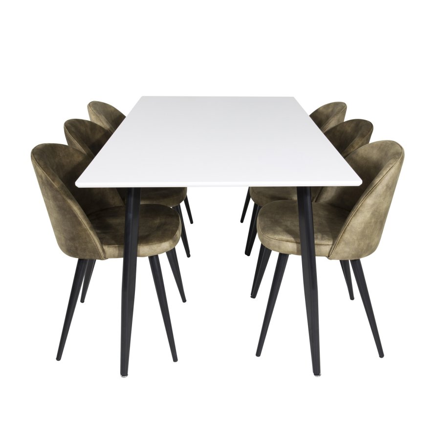 VENTURE DESIGN Spisestol i flyel - grnn velur og sort metall