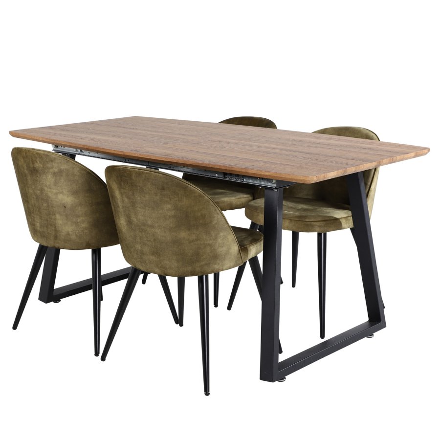 VENTURE DESIGN Spisestol i flyel - grnn velur og sort metall