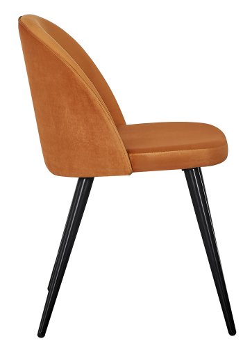 VENTURE DESIGN Spisebordstol i flyel, med armlener - rustoransje velour og metall