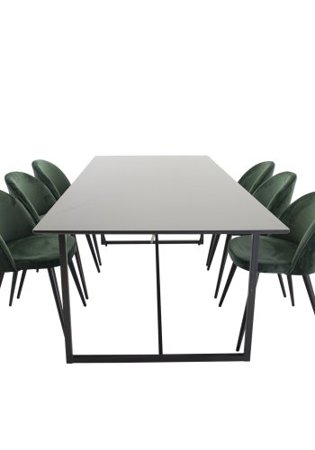 VENTURE DESIGN Spisebordstol i flyel, med armlener - grnn velour og metall