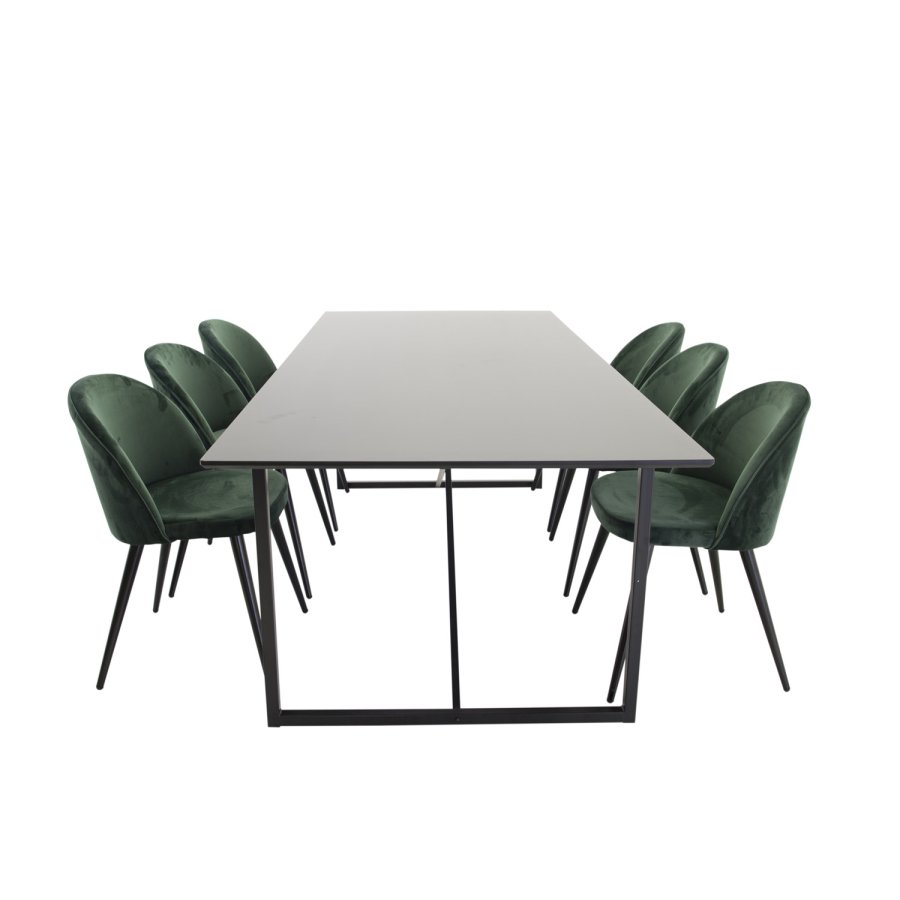 VENTURE DESIGN Spisebordstol i flyel, med armlener - grnn velour og metall