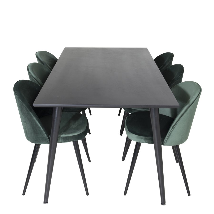 VENTURE DESIGN Spisebordstol i flyel, med armlener - grnn velour og metall