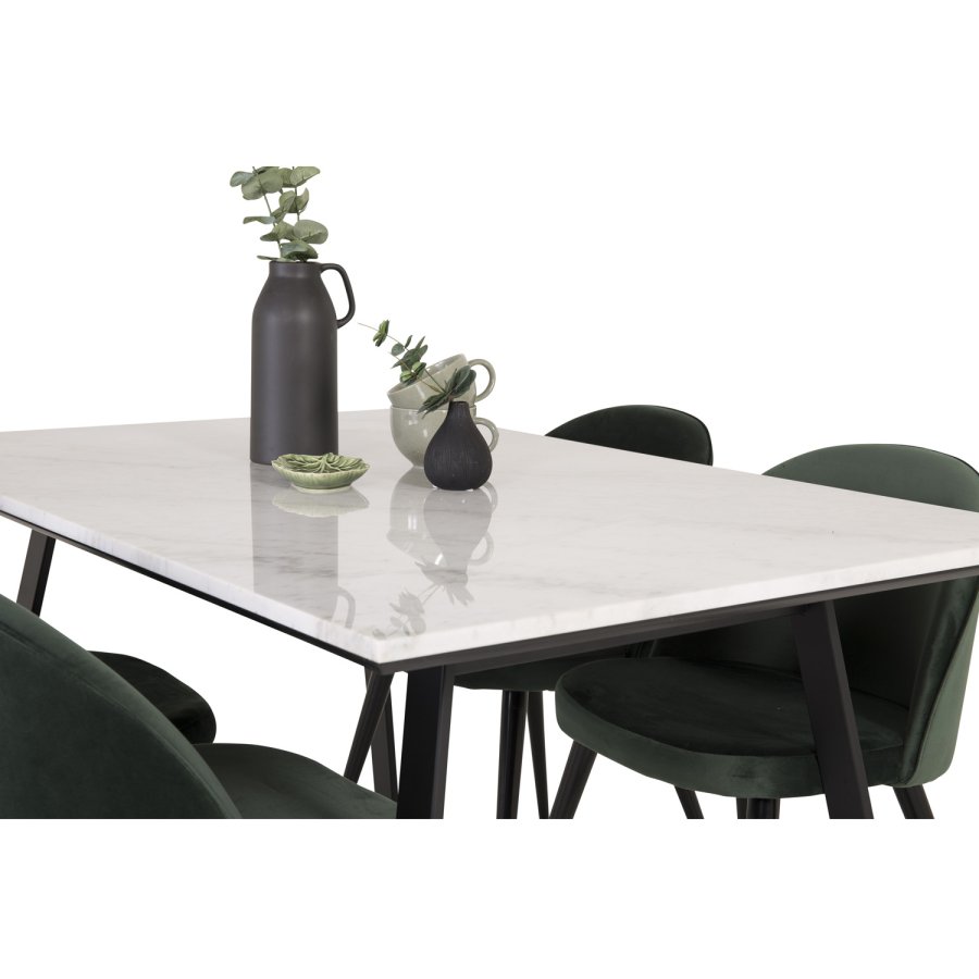 VENTURE DESIGN Spisebordstol i flyel, med armlener - grnn velour og metall