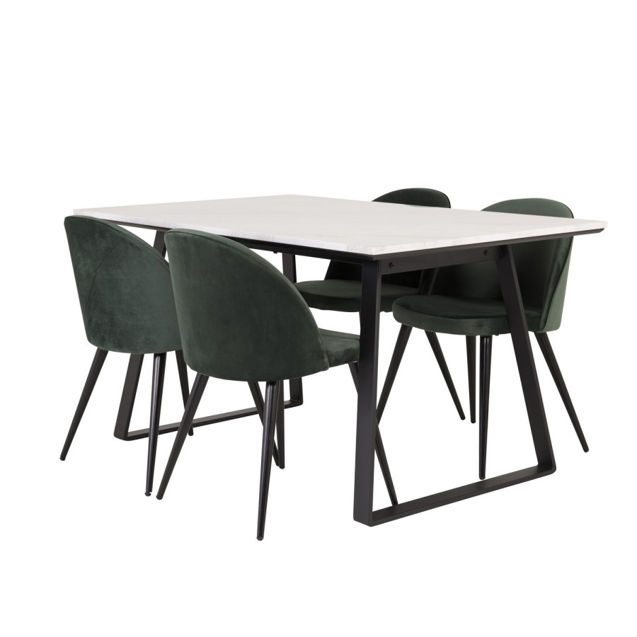 VENTURE DESIGN Spisebordstol i flyel, med armlener - grnn velour og metall