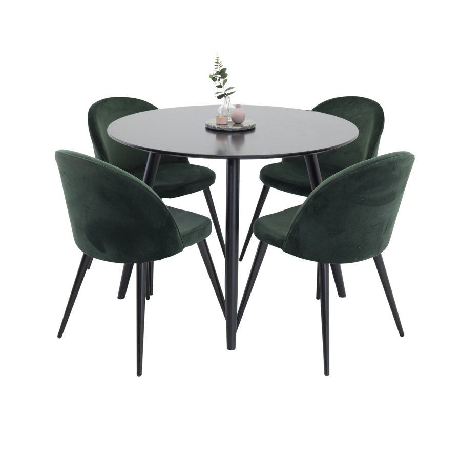 VENTURE DESIGN Spisebordstol i flyel, med armlener - grnn velour og metall