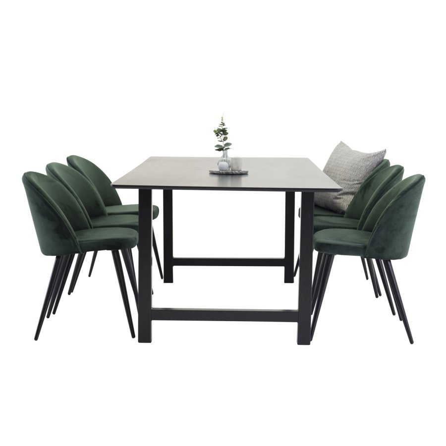 VENTURE DESIGN Spisebordstol i flyel, med armlener - grnn velour og metall