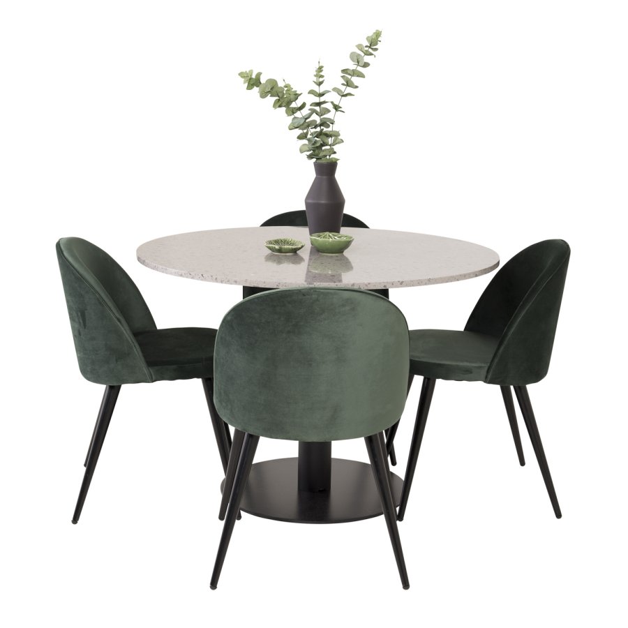 VENTURE DESIGN Spisebordstol i flyel, med armlener - grnn velour og metall