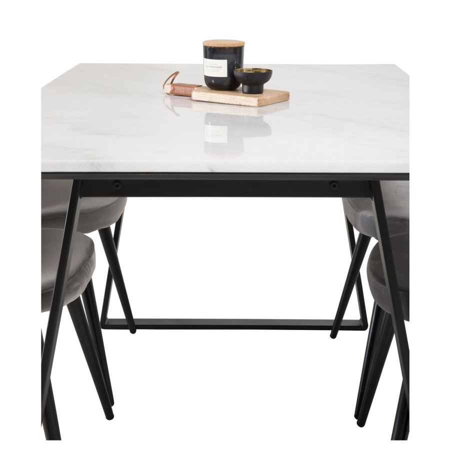 VENTURE DESIGN Spisebordstol i flyel, med armlener - gr velour og metall