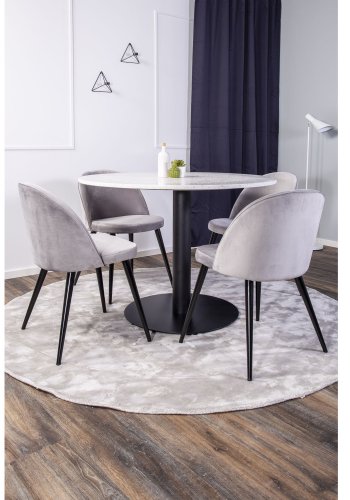 VENTURE DESIGN Spisebordstol i flyel, med armlener - gr velour og metall