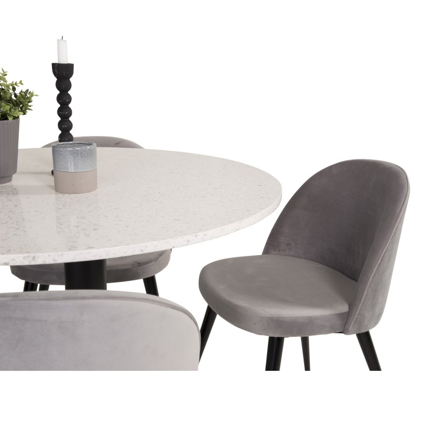 VENTURE DESIGN Spisebordstol i flyel, med armlener - gr velour og metall