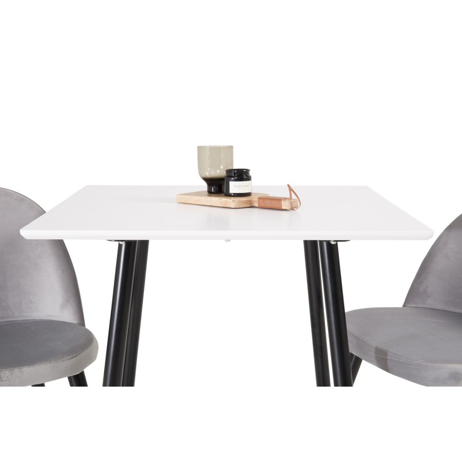 VENTURE DESIGN Spisebordstol i flyel, med armlener - gr velour og metall