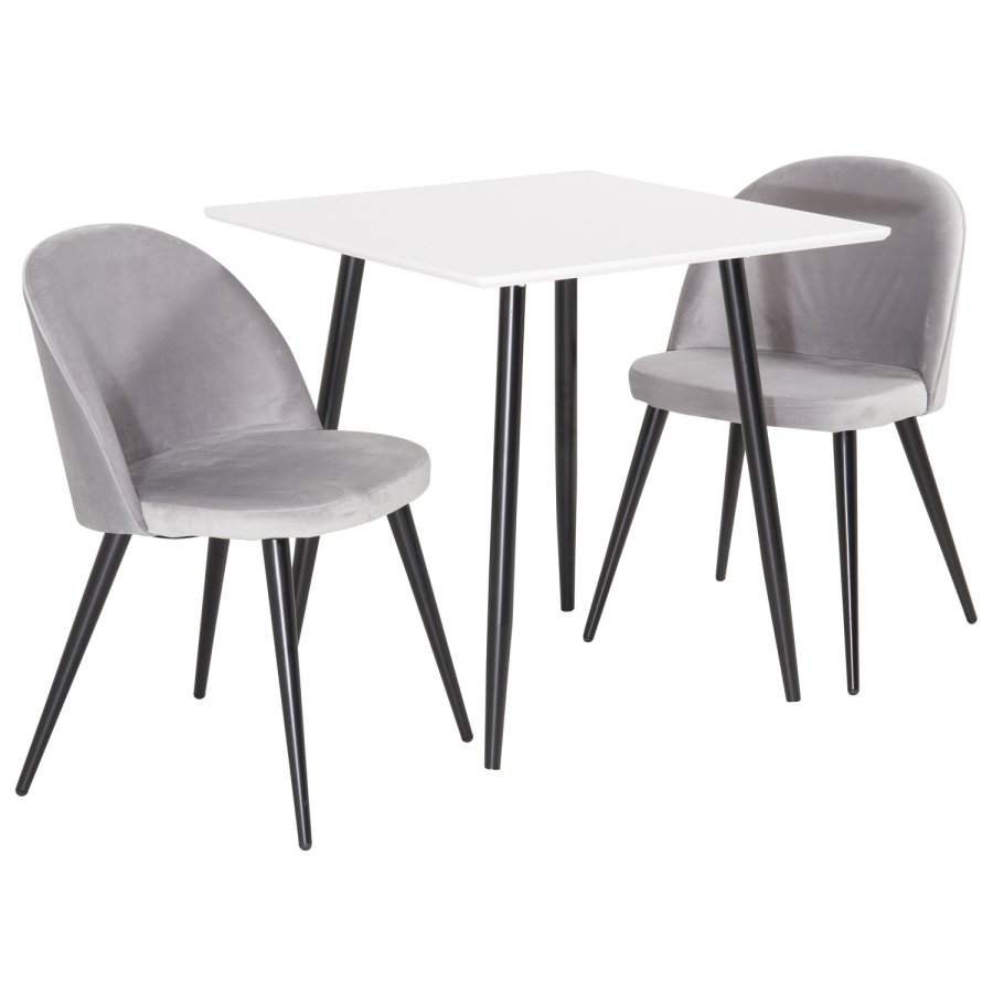 VENTURE DESIGN Spisebordstol i flyel, med armlener - gr velour og metall