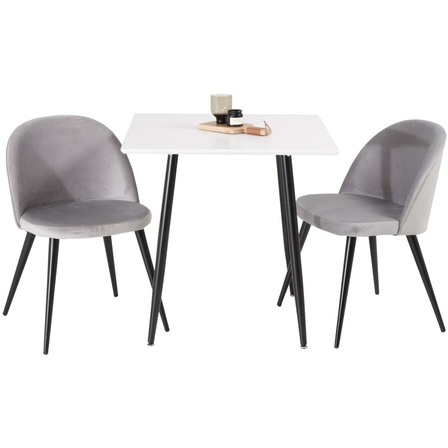 VENTURE DESIGN Spisebordstol i flyel, med armlener - gr velour og metall