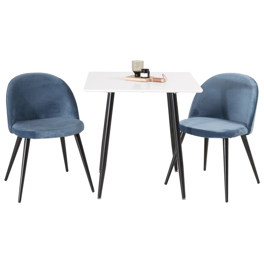 VENTURE DESIGN Spisebordstol i flyel, med armlener - bl velour og metall